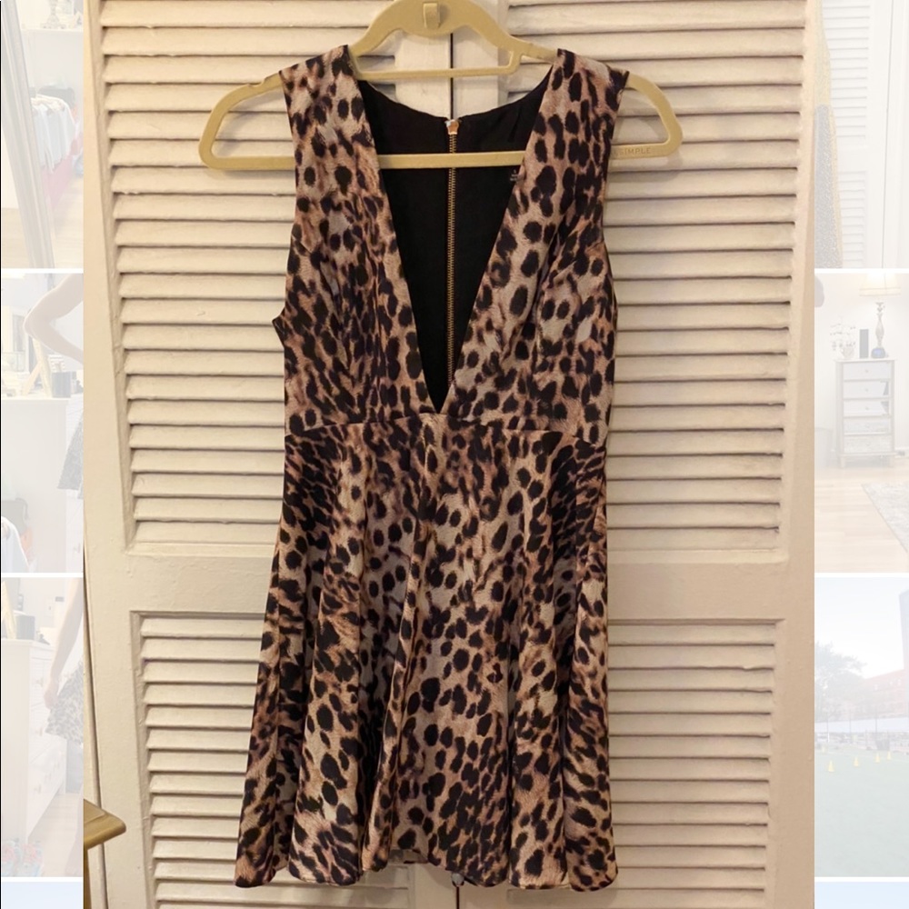 NBD x Naven Leopard Deep V Mini Dress